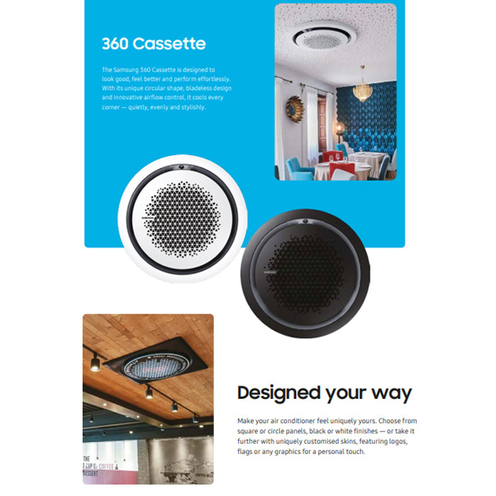 Samsung AC Cassette Inverter 360 Wind-Free 6 PK - Hitam - AC140FE6DKF/EA | AC140 FE6DKF